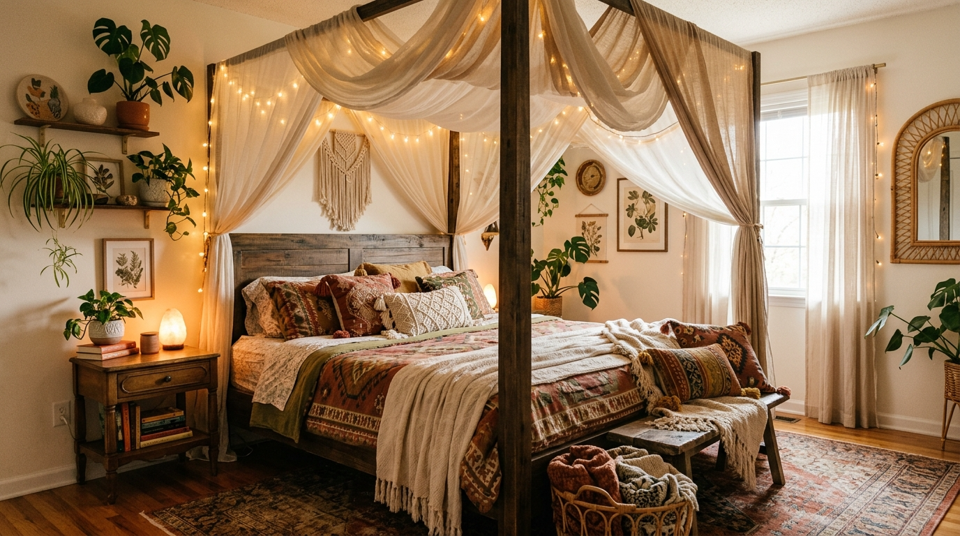 Charming Boho Bedroom Ideas for Relaxed Vibes idea 2
