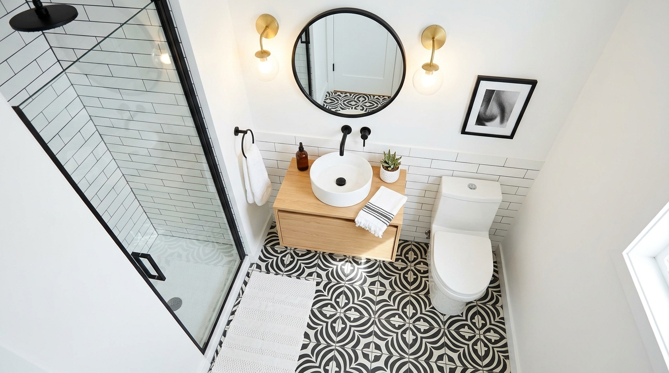 Elegant Black and White Bathroom Ideas for Timeless Contrast idea 6