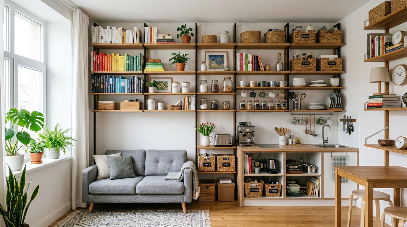 Functional Open Shelving Ideas for Stylish Storage idea 9