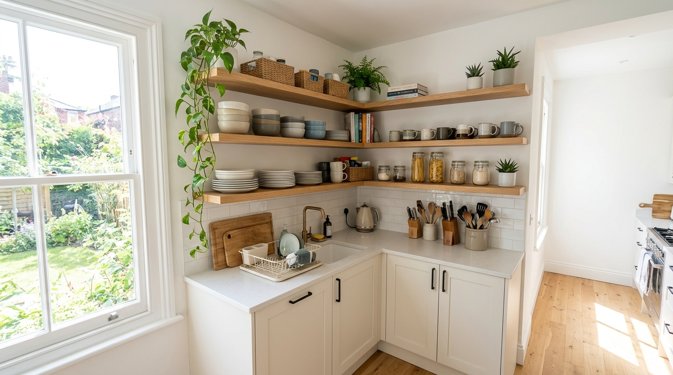 Functional Open Shelving Ideas for Stylish Storage idea 10