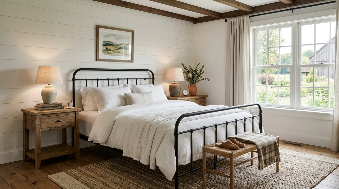 Modern Farmhouse Bedroom Ideas for Rustic Comfort idea 2
