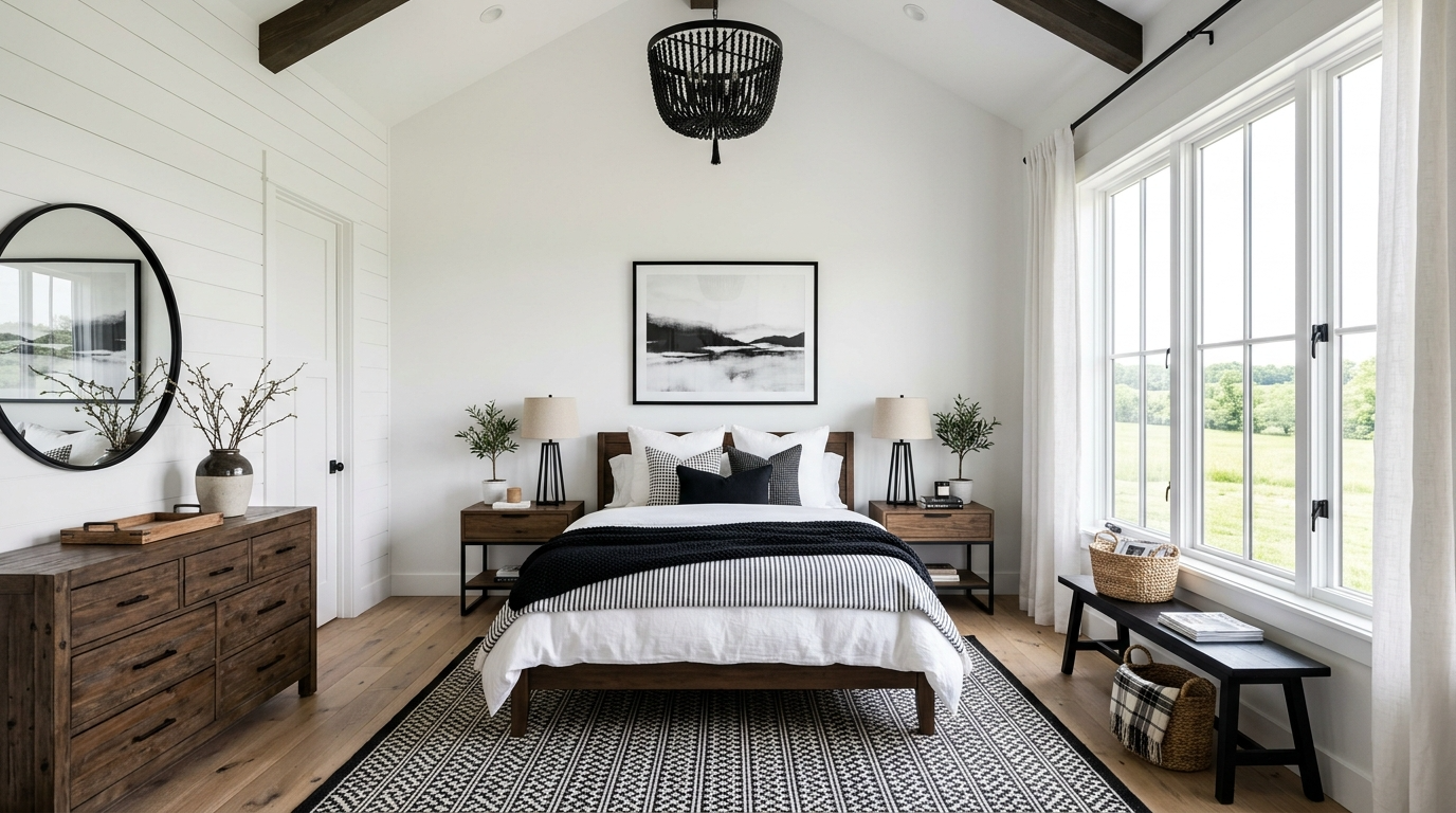 Modern Farmhouse Bedroom Ideas for Rustic Comfort idea 9