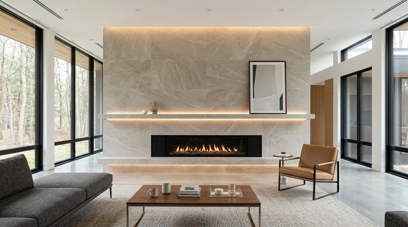 Modern Fireplace Wall Ideas for a Cozy Statement Feature idea 5