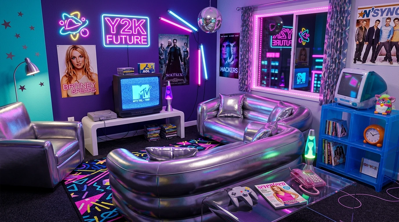 12 Nostalgic Y2K Living Room Ideas with Retro Flair