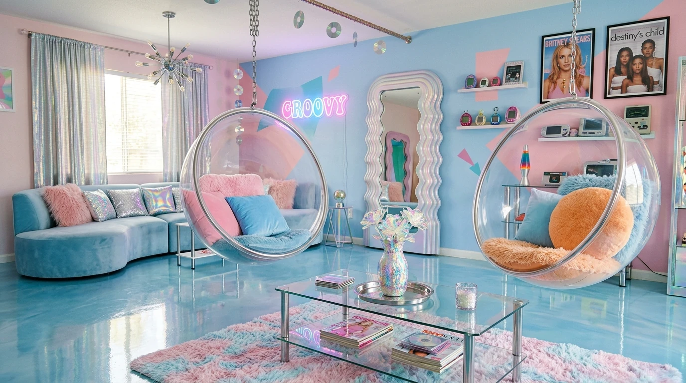 Nostalgic Y2K Living Room Ideas with Retro Flair idea 2