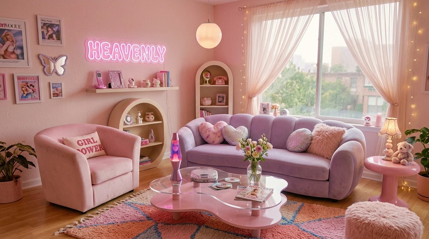 Nostalgic Y2K Living Room Ideas with Retro Flair idea 7