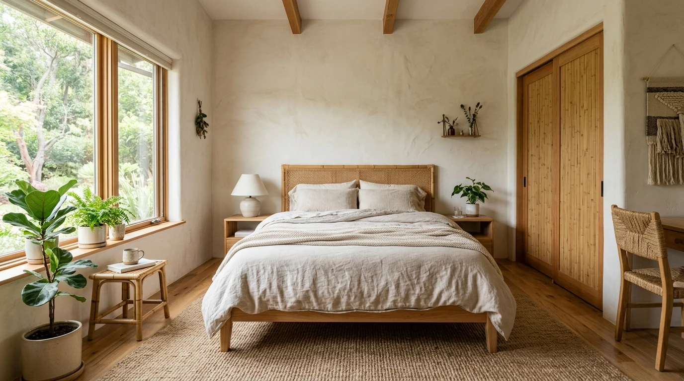 Organic natural bedroom idea 14